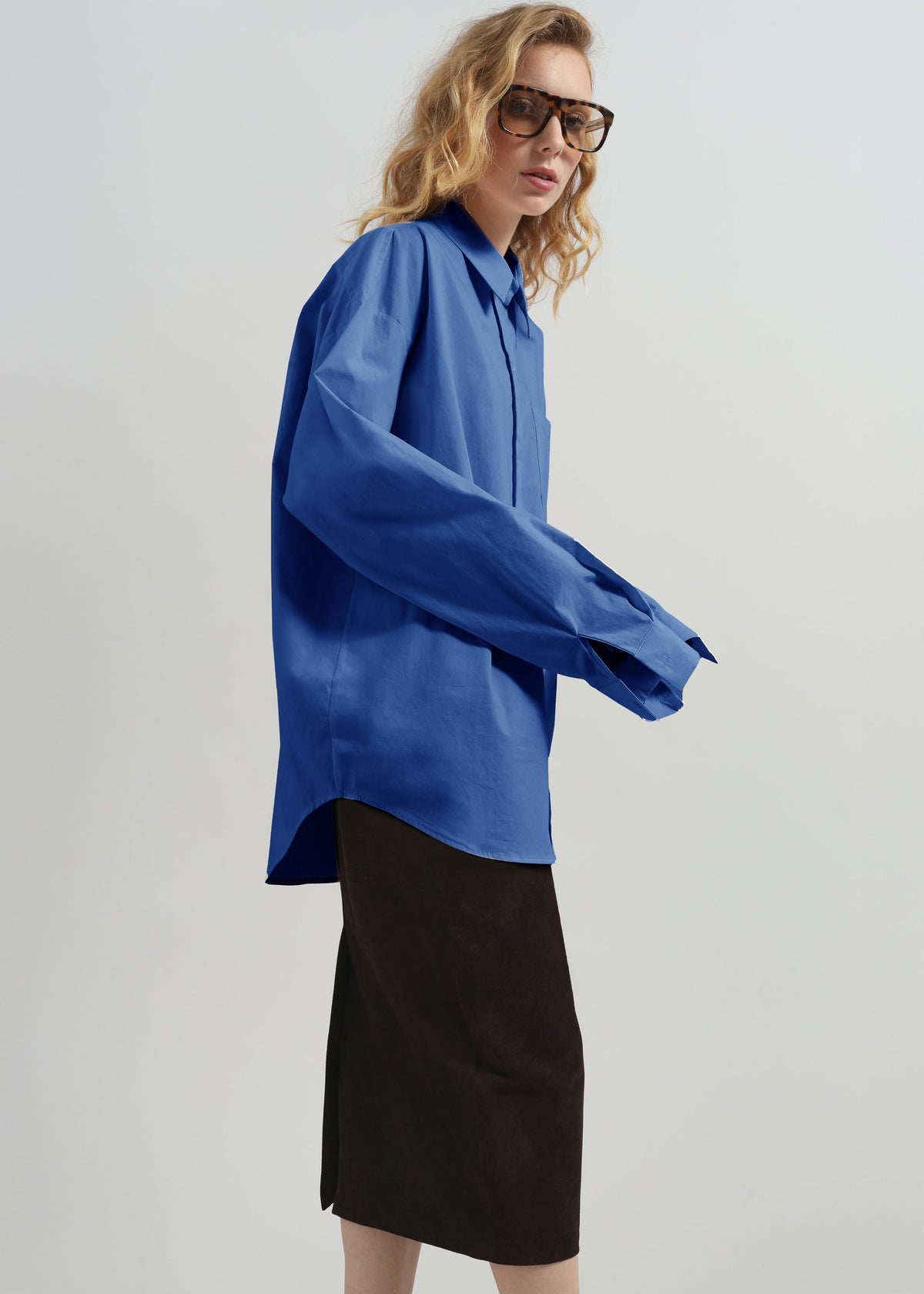 Ornella Side Button-Up Shirt - Cobalt – view 2 of 6