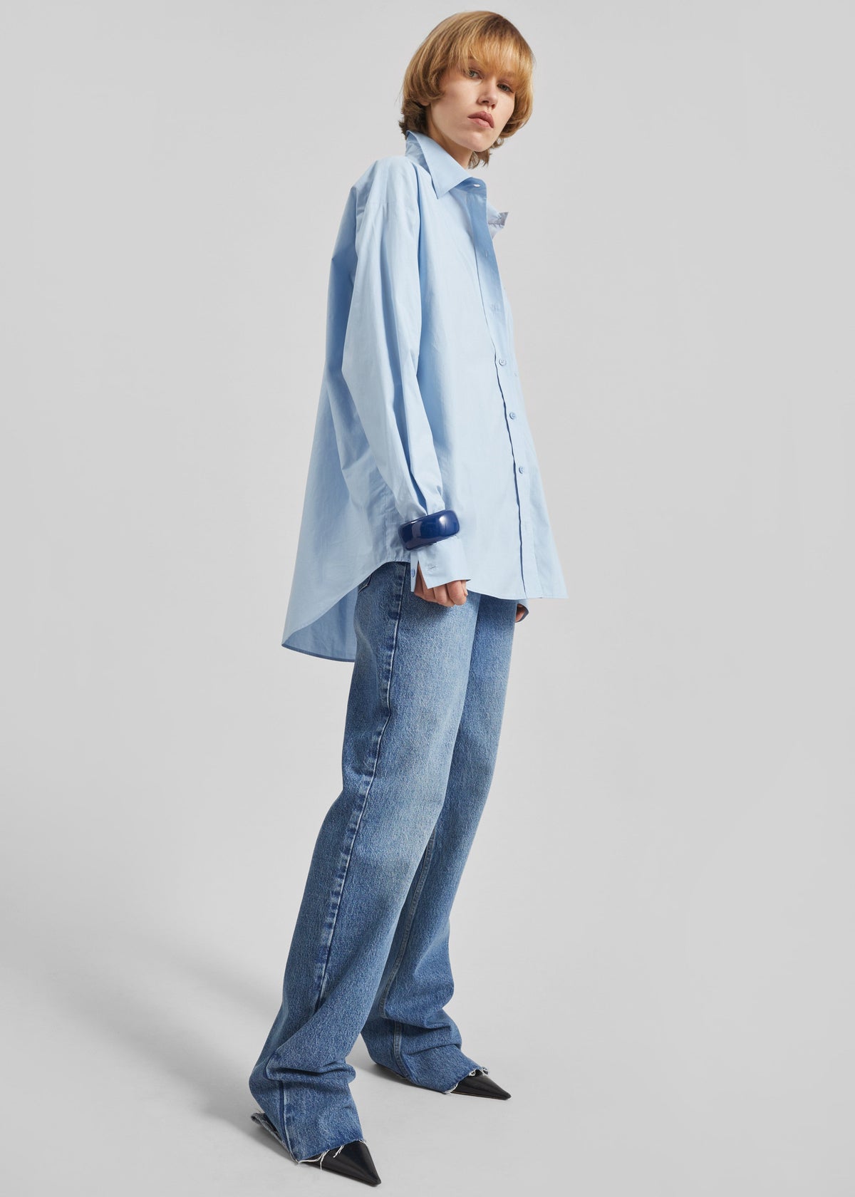 Ornella Side Button-Up Shirt - Light Blue – view 2 of 8