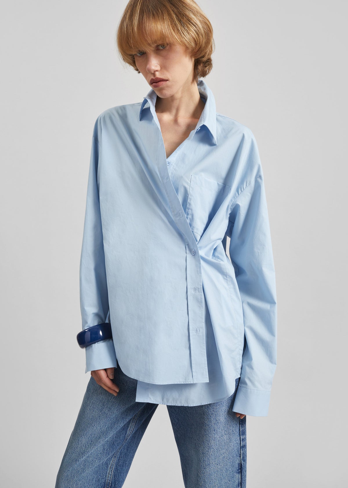 Ornella Side Button-Up Shirt - Light Blue – view 1 of 8