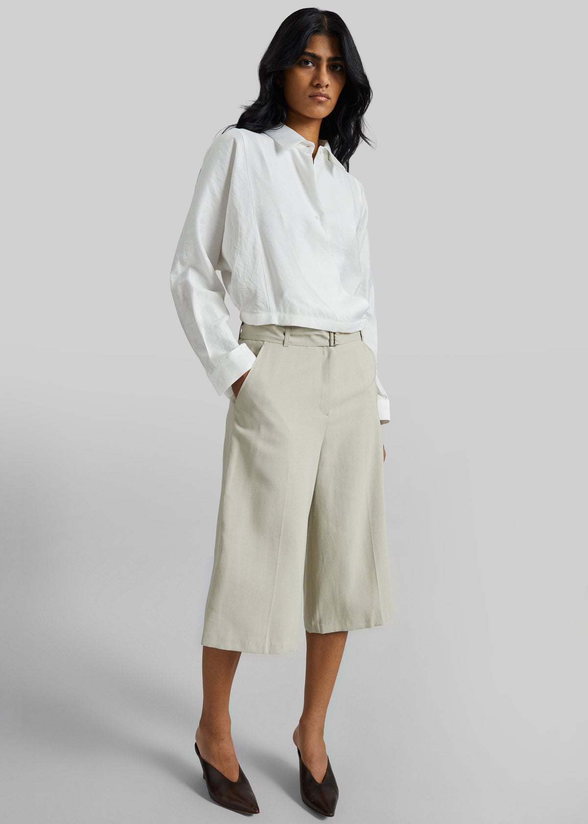 Orsel Cropped Crossover Shirt - White – view 2 of 7