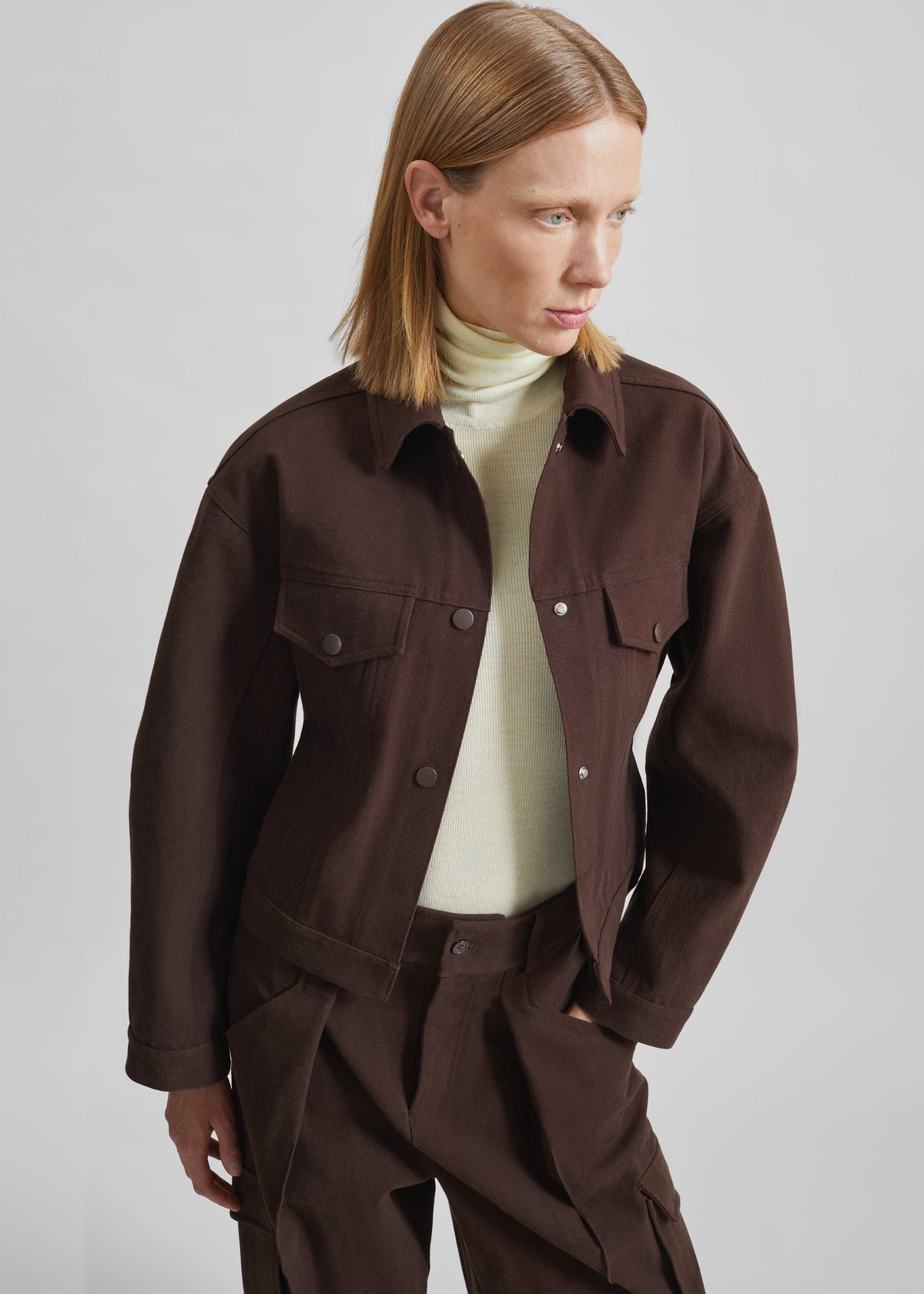 Oslo Cotton Cinched Jacket - Brown – view 2 of 8
