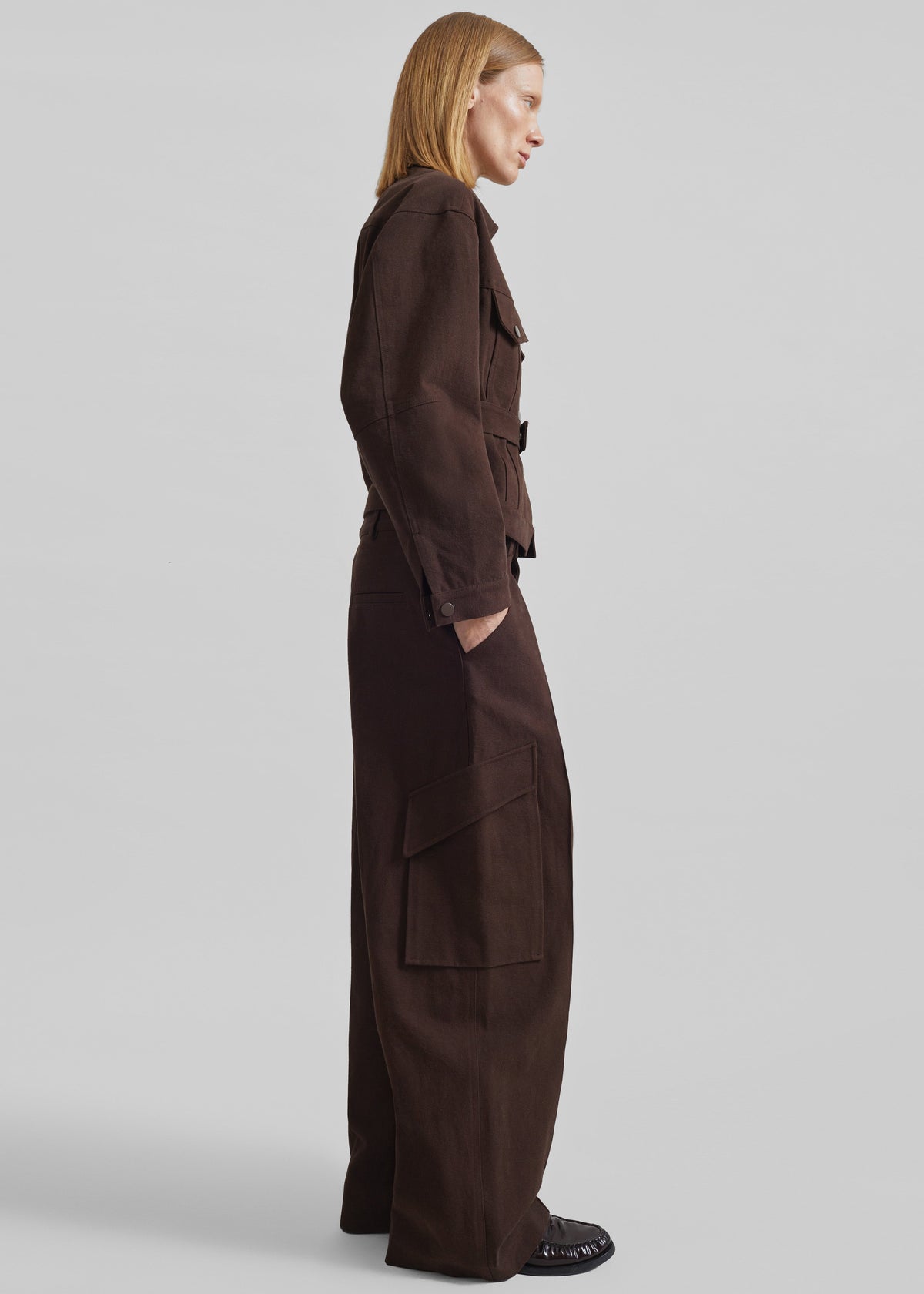 Oslo Cotton Cinched Jacket - Brown – view 6 of 8