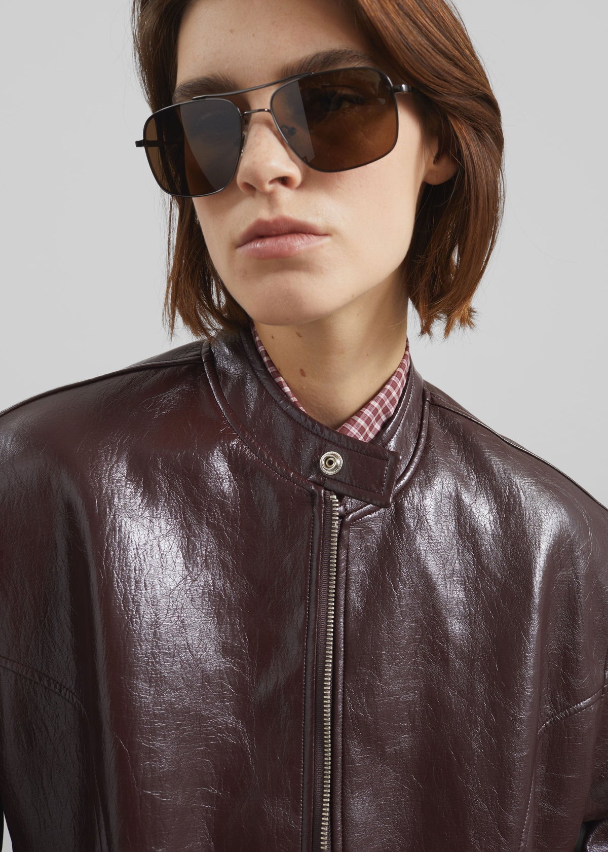 Ostend Faux Leather Biker Jacket - Burgundy – view 2 of 9