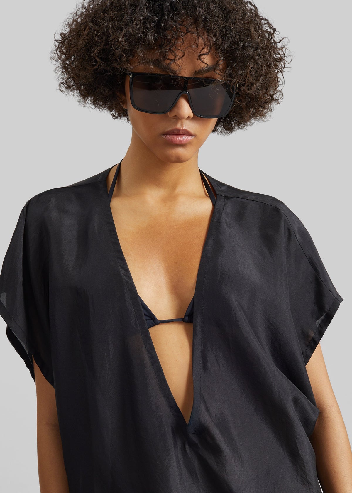 Ostuni Sheer Silk Kaftan Dress - Black – view 3 of 7