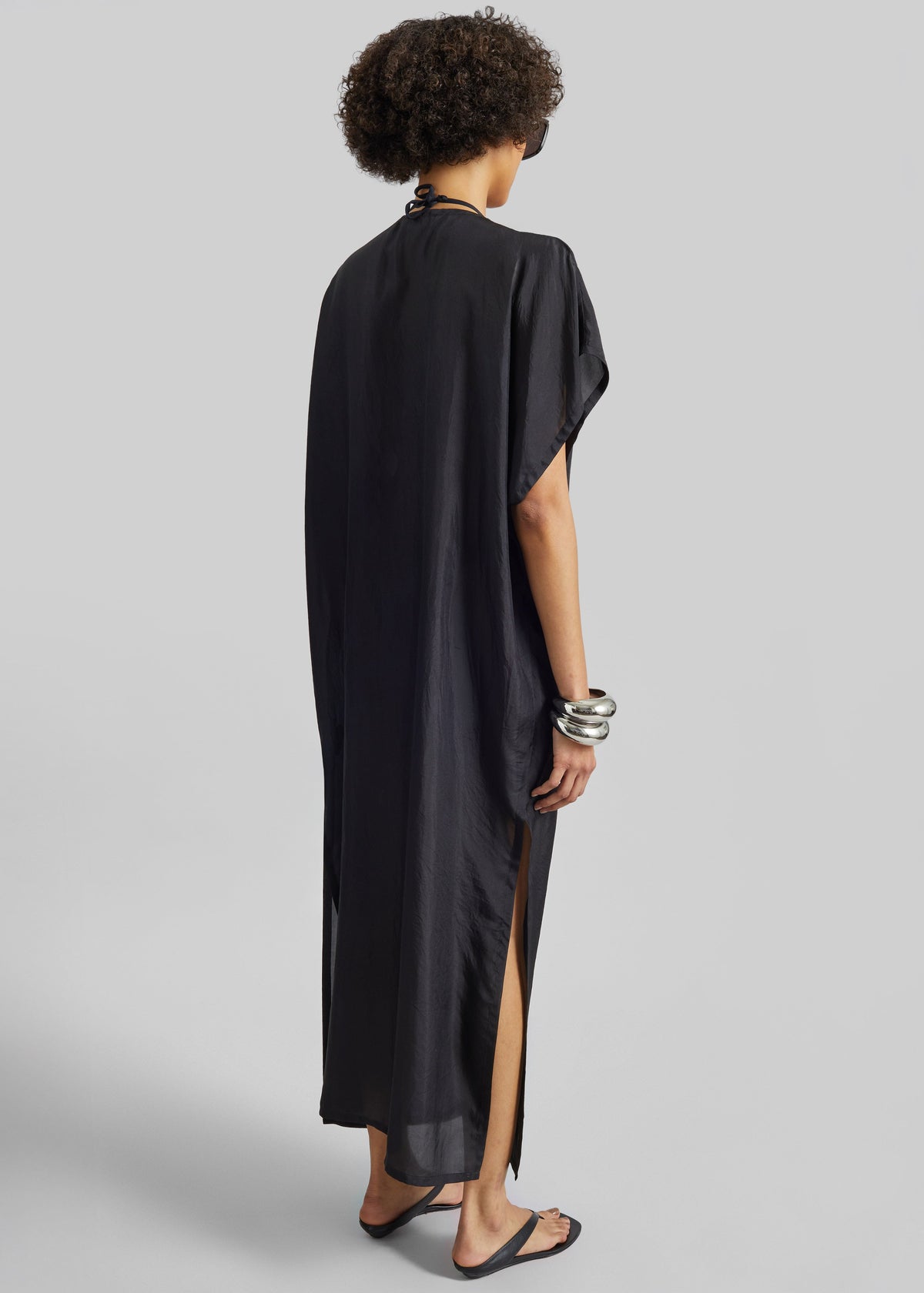 Ostuni Sheer Silk Kaftan Dress - Black – view 6 of 7