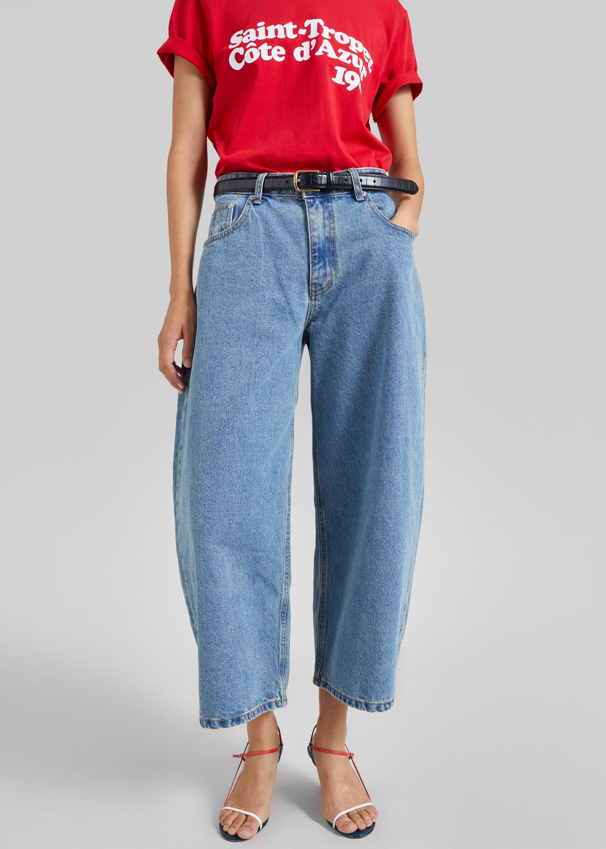 Palmi Cropped Barrel Leg Jeans - Medium Wash – view 2 of 7