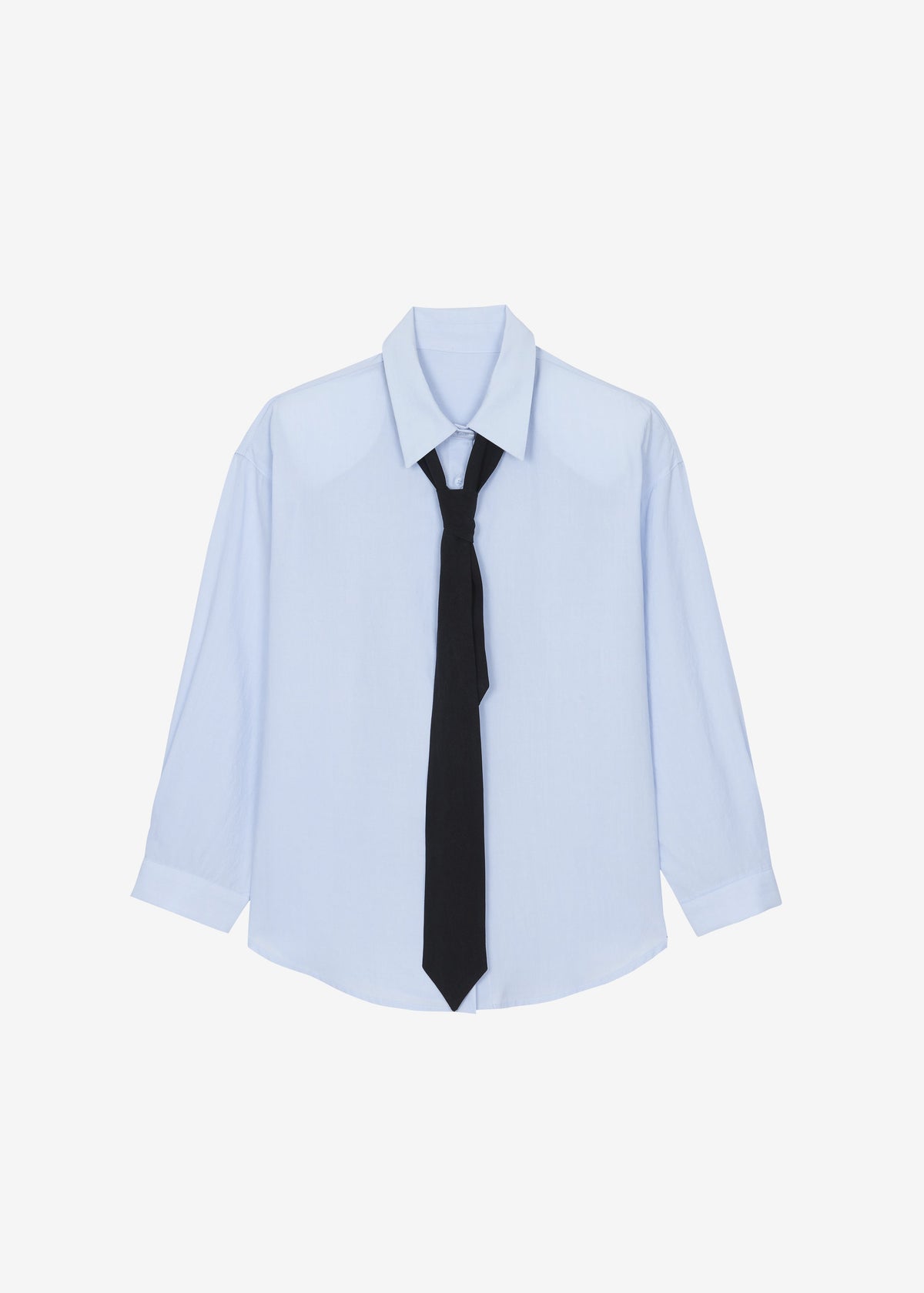 Patti Neck Tie Shirt - Sky Blue – view 11 of 11