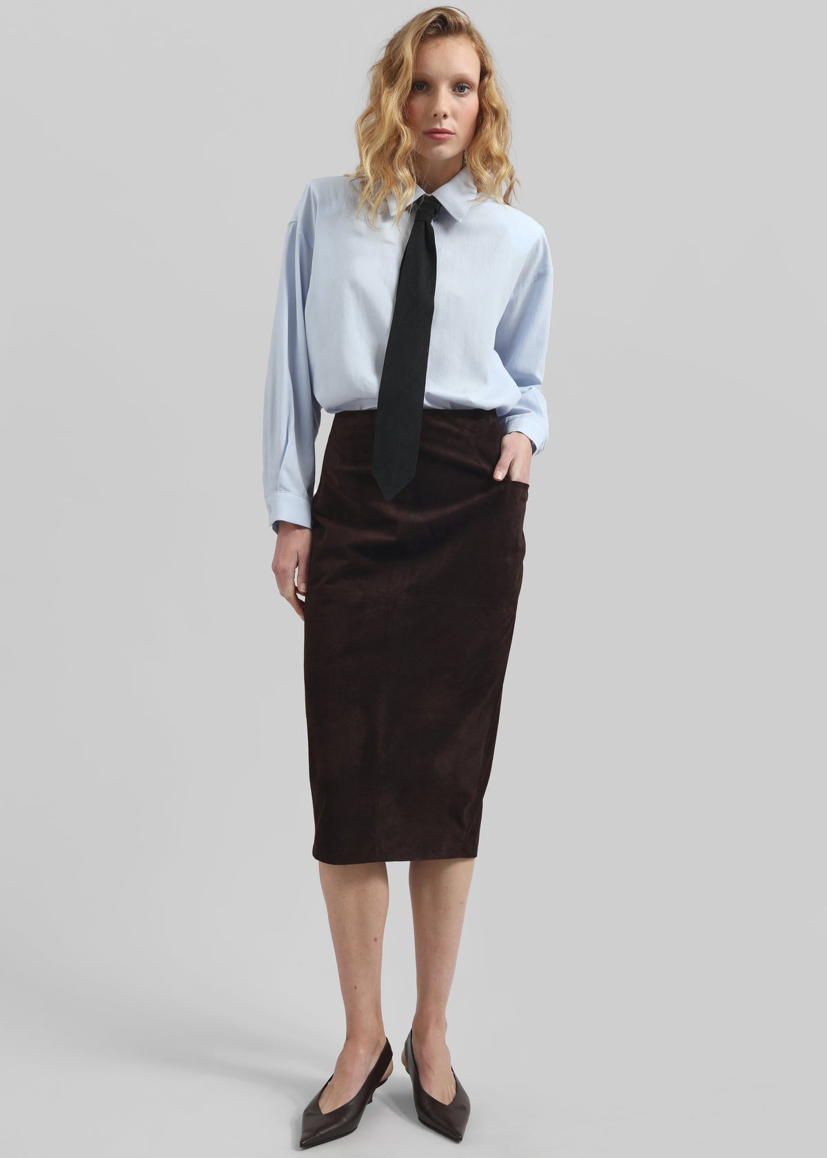 Patti Neck Tie Shirt - Sky Blue – view 5 of 11