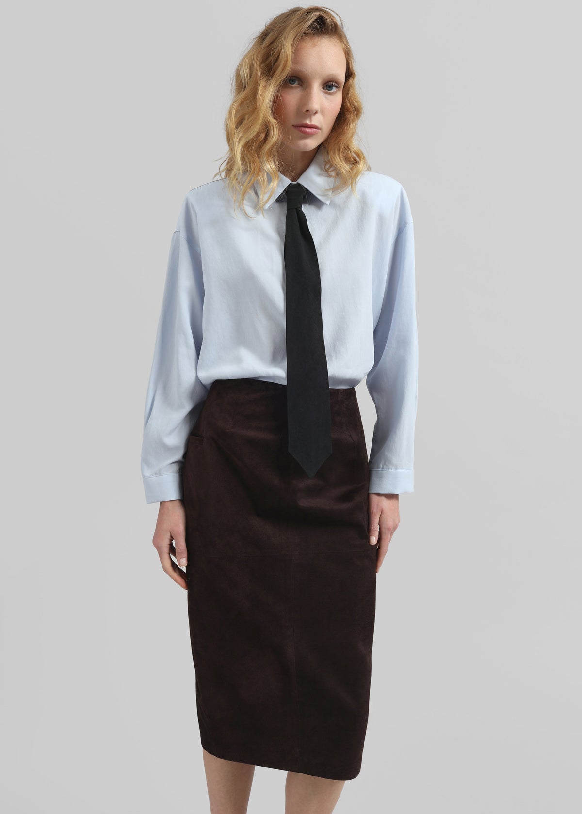Patti Neck Tie Shirt - Sky Blue – view 4 of 11
