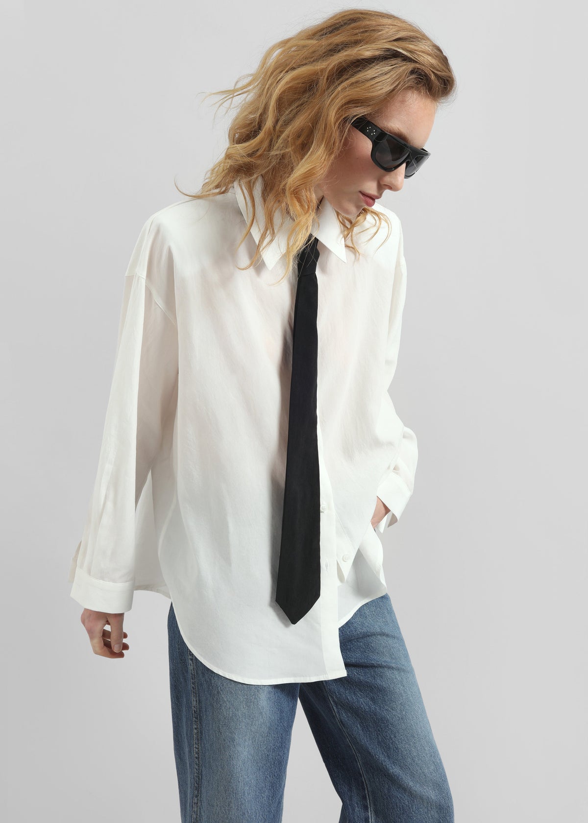 Patti Neck Tie Shirt - White – view 1 of 7