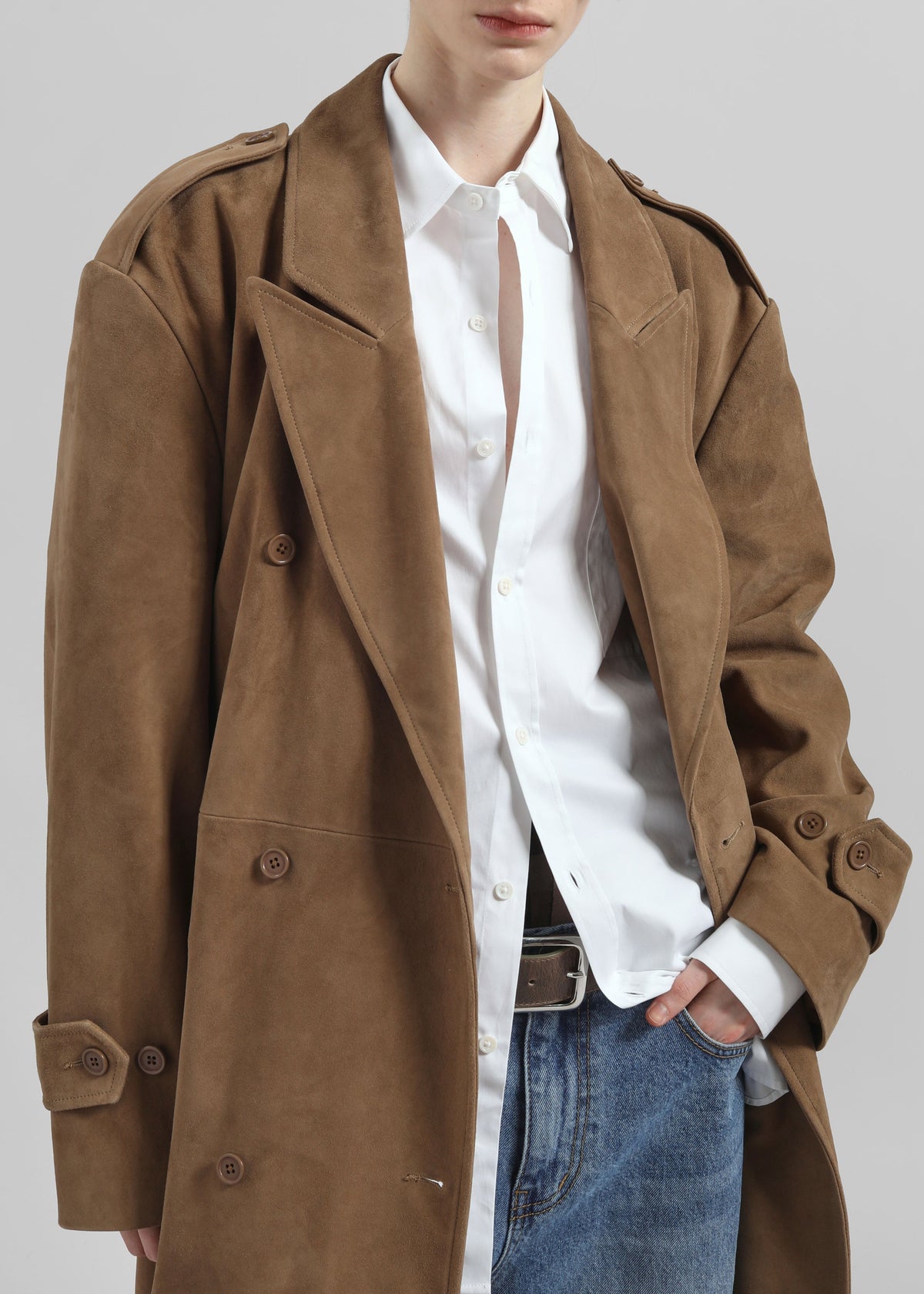 Pembroke Faux Suede Trench - Camel – view 4 of 6