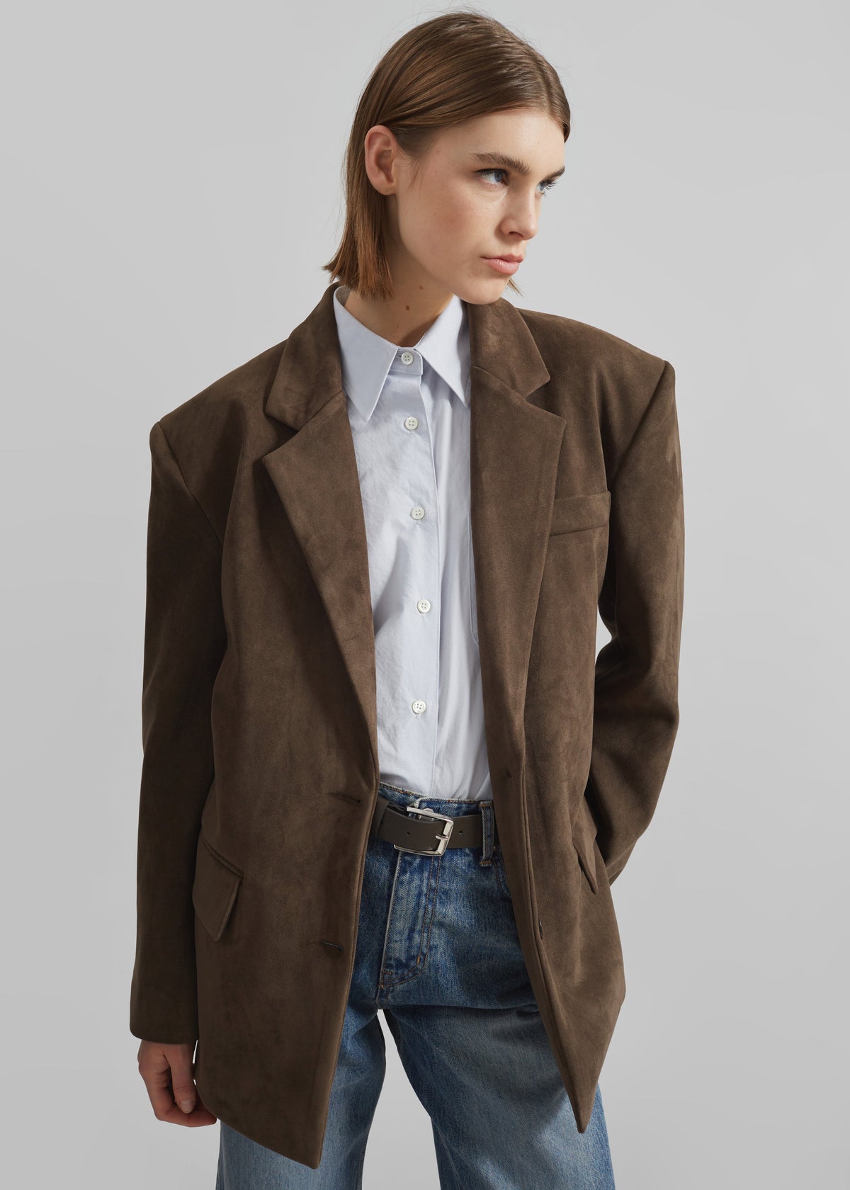 Peoria Faux Suede Blazer - Brown – view 5 of 13