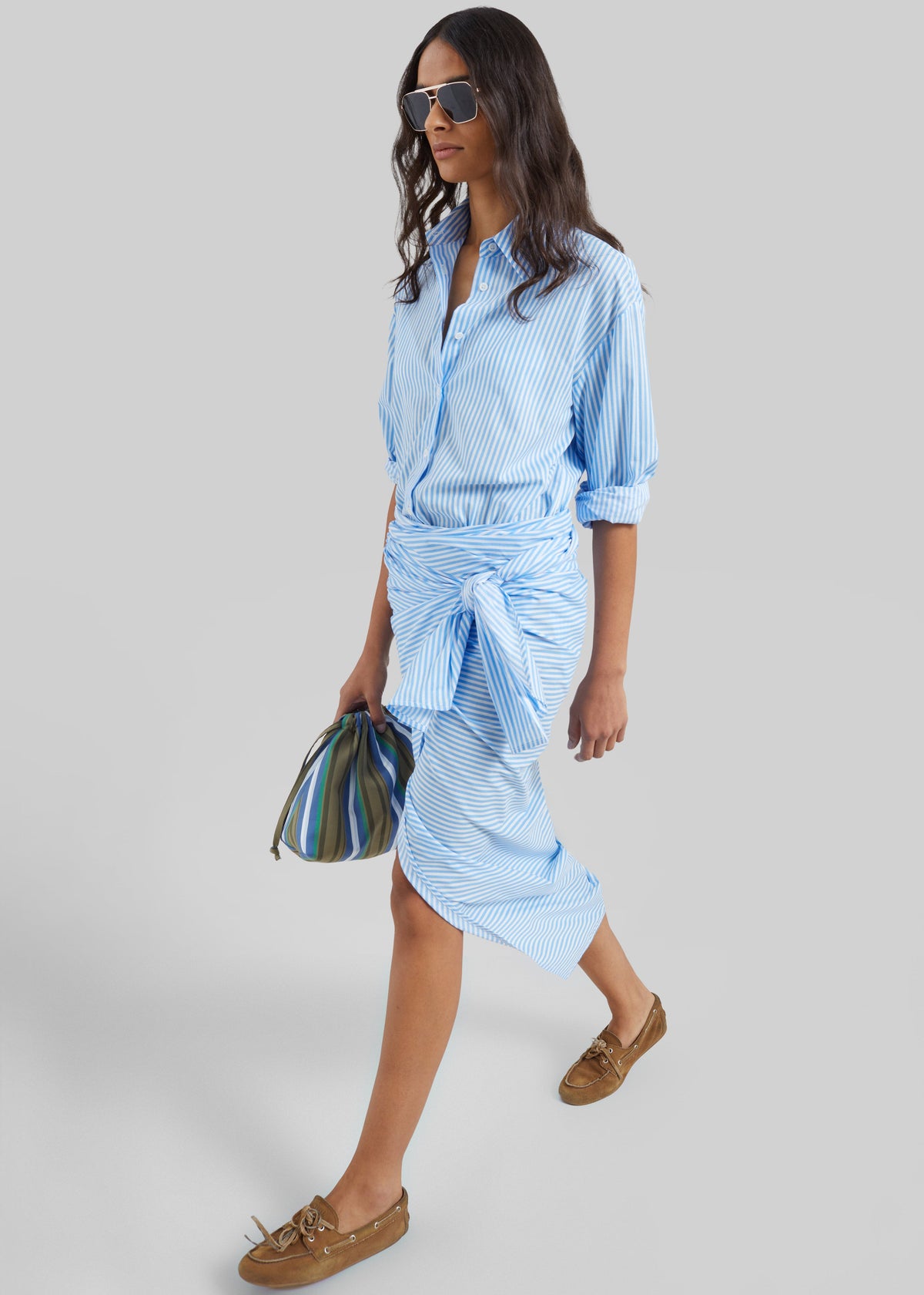 Peri Cotton Shirt - White/Light Blue – view 2 of 9
