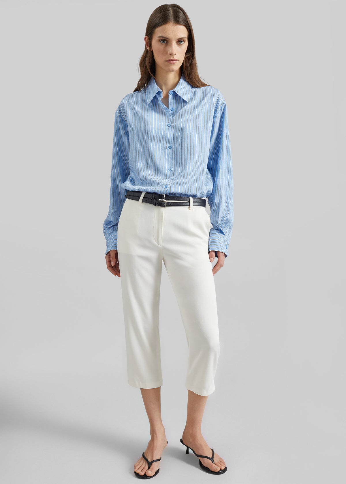 Peri Fluid Shirt - Blue/White Stripe – view 6 of 9
