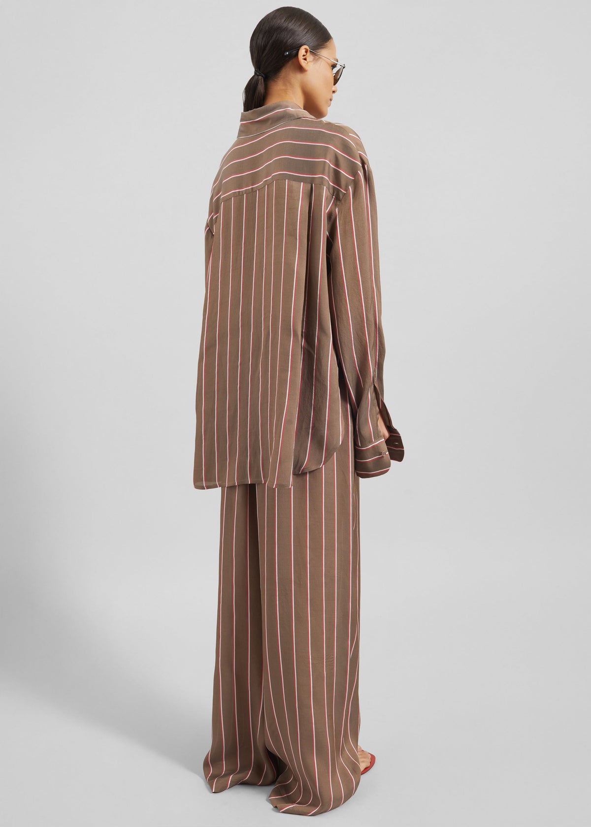 Peri Fluid Shirt - Brown Multi Stripe – view 8 of 9