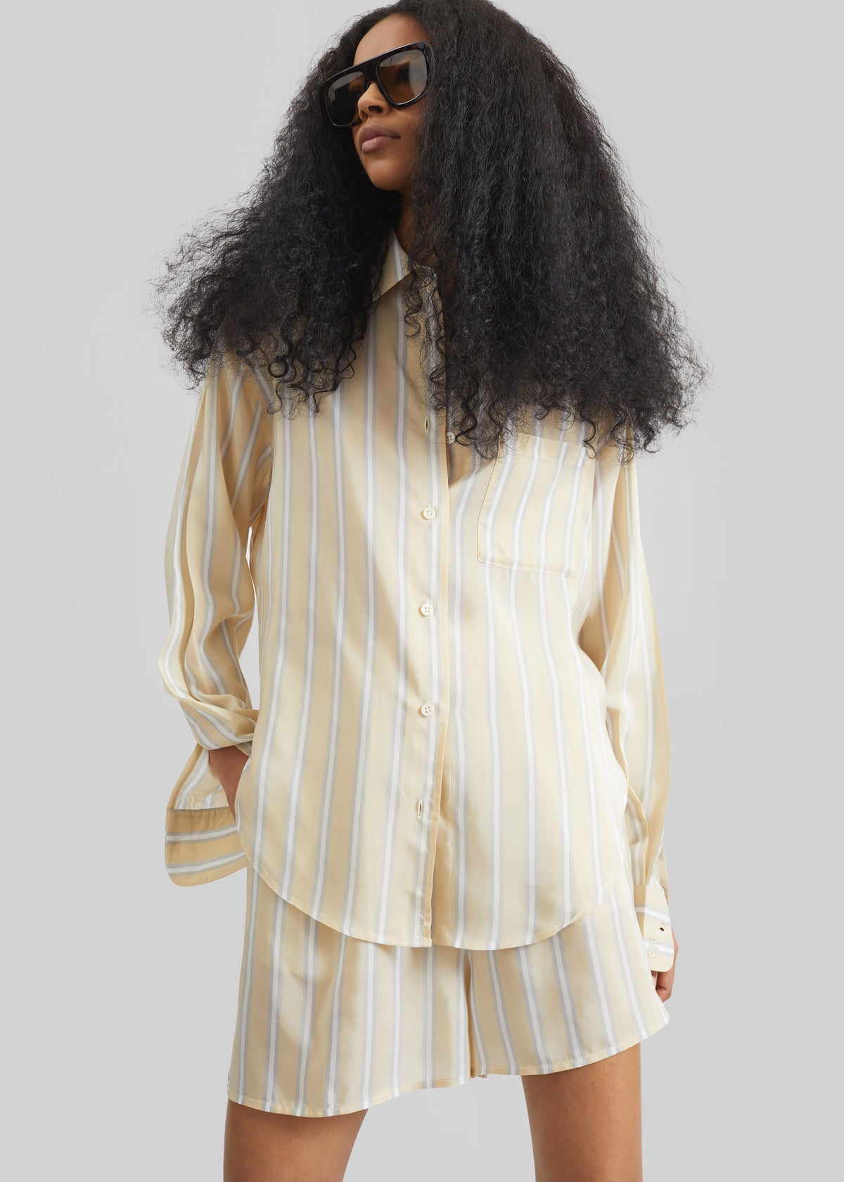 Peri Fluid Shirt - Yellow/White Stripe – view 1 of 7