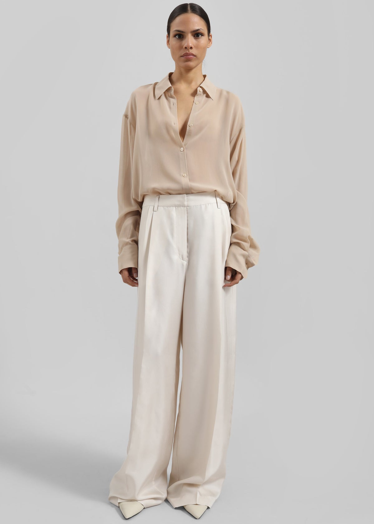 Peri Silk Georgette Shirt - Beige – view 6 of 11