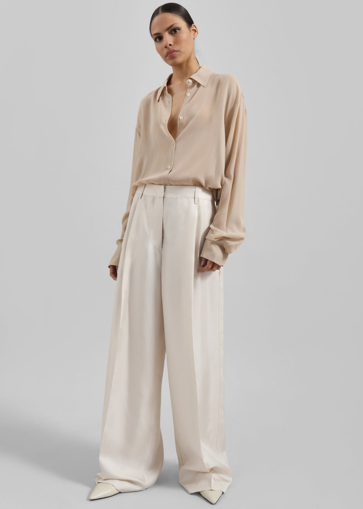 Peri Silk Georgette Shirt - Beige – view 8 of 11