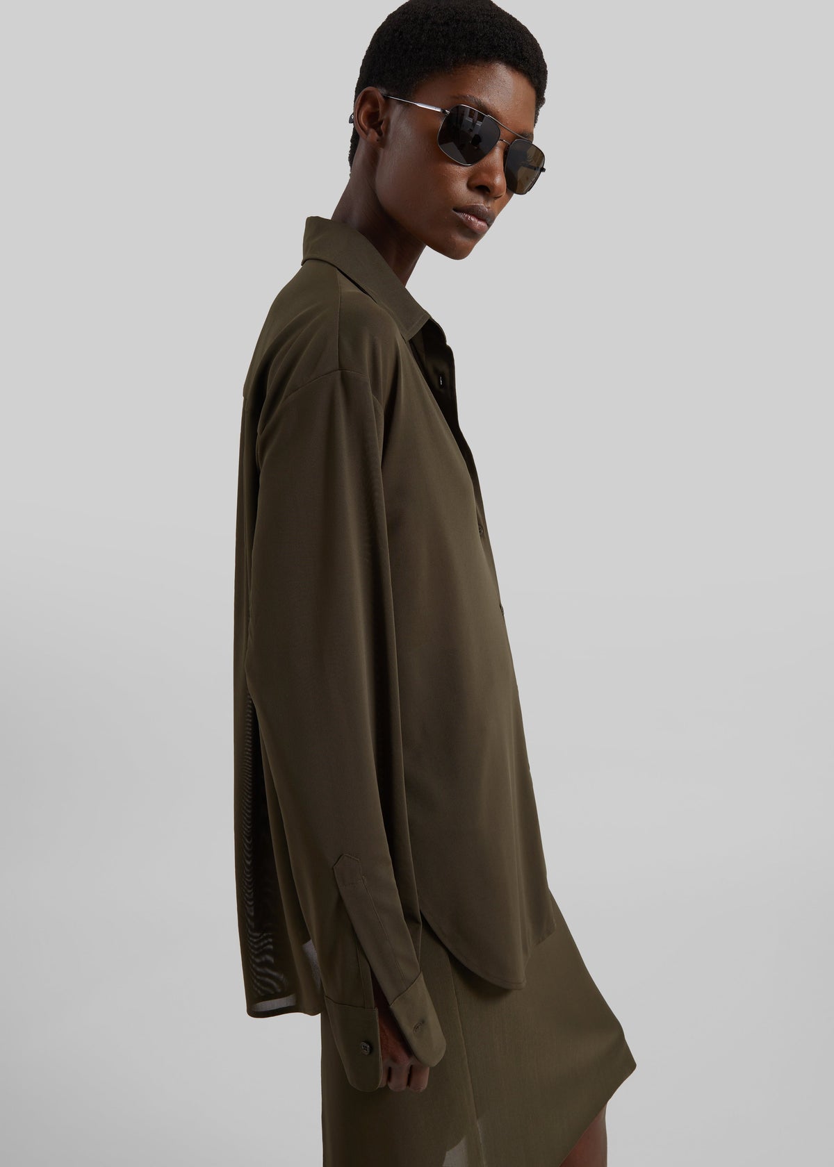 Peri Mesh Fluid Shirt - Khaki – view 6 of 8