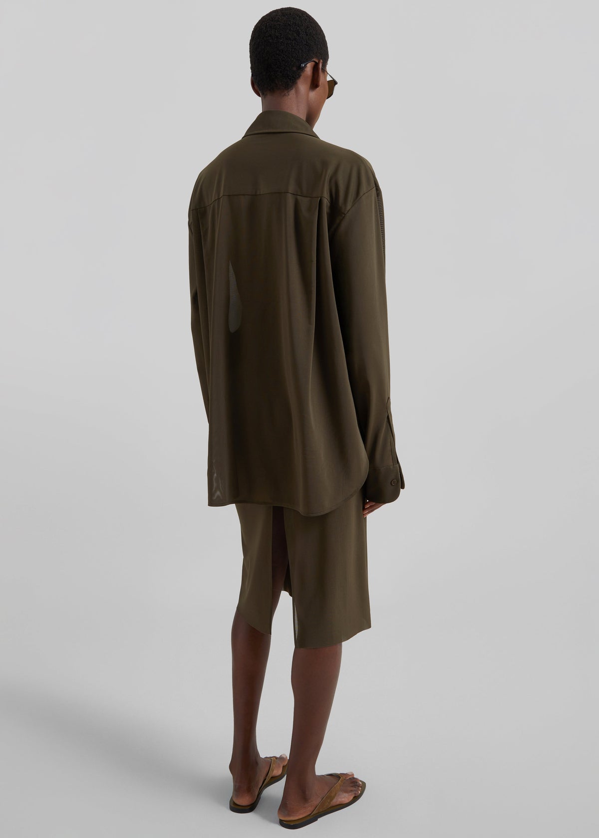 Peri Mesh Fluid Shirt - Khaki – view 7 of 8