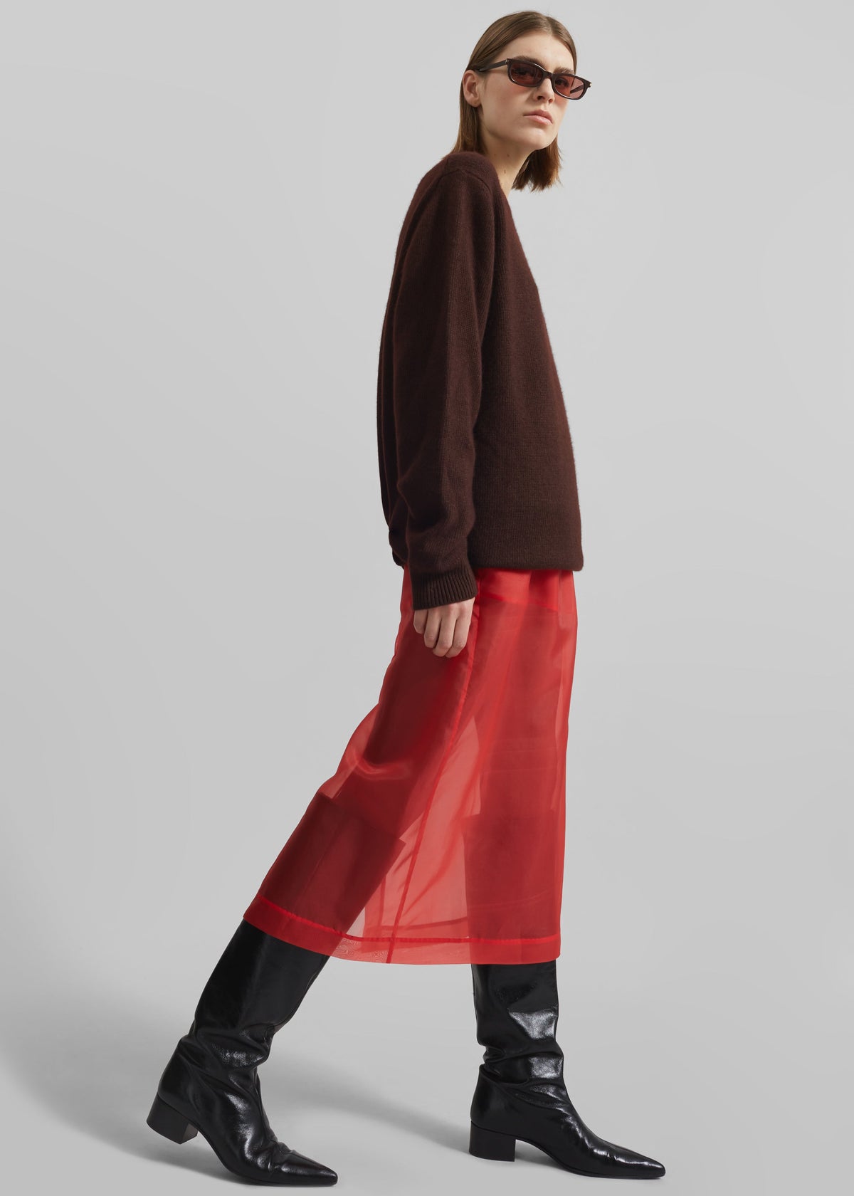 Peri Sheer Midi Skirt - Red – view 2 of 11