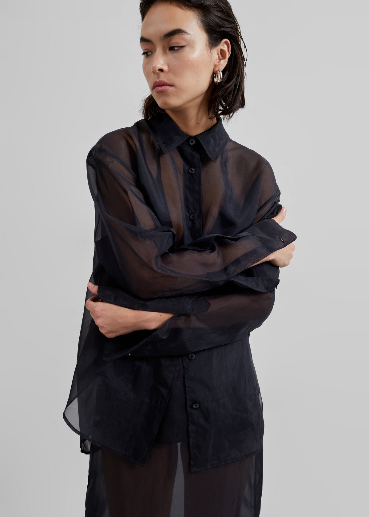 Peri Sheer Shirt - Black – view 3 of 10
