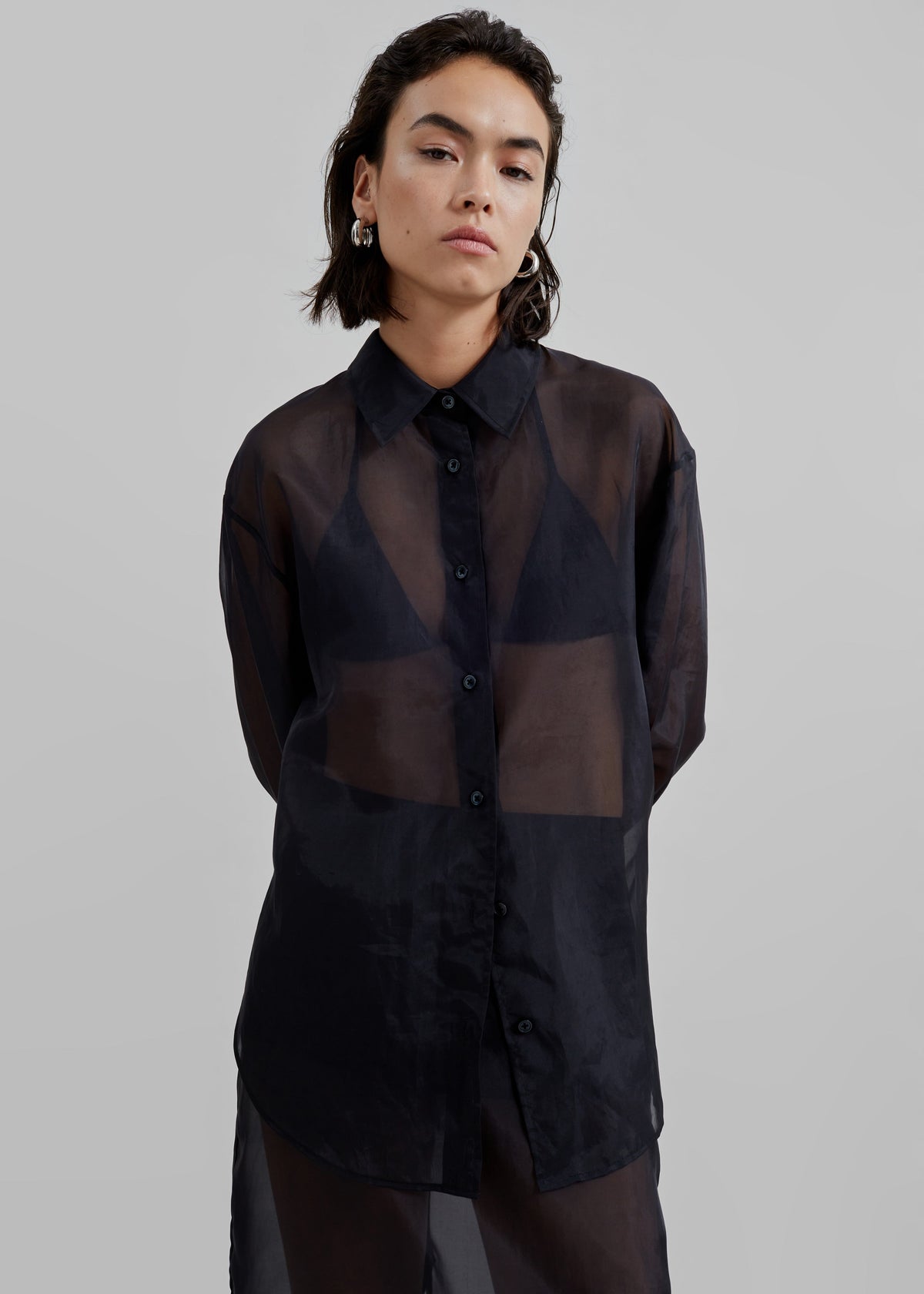 Peri Sheer Shirt - Black – view 2 of 10