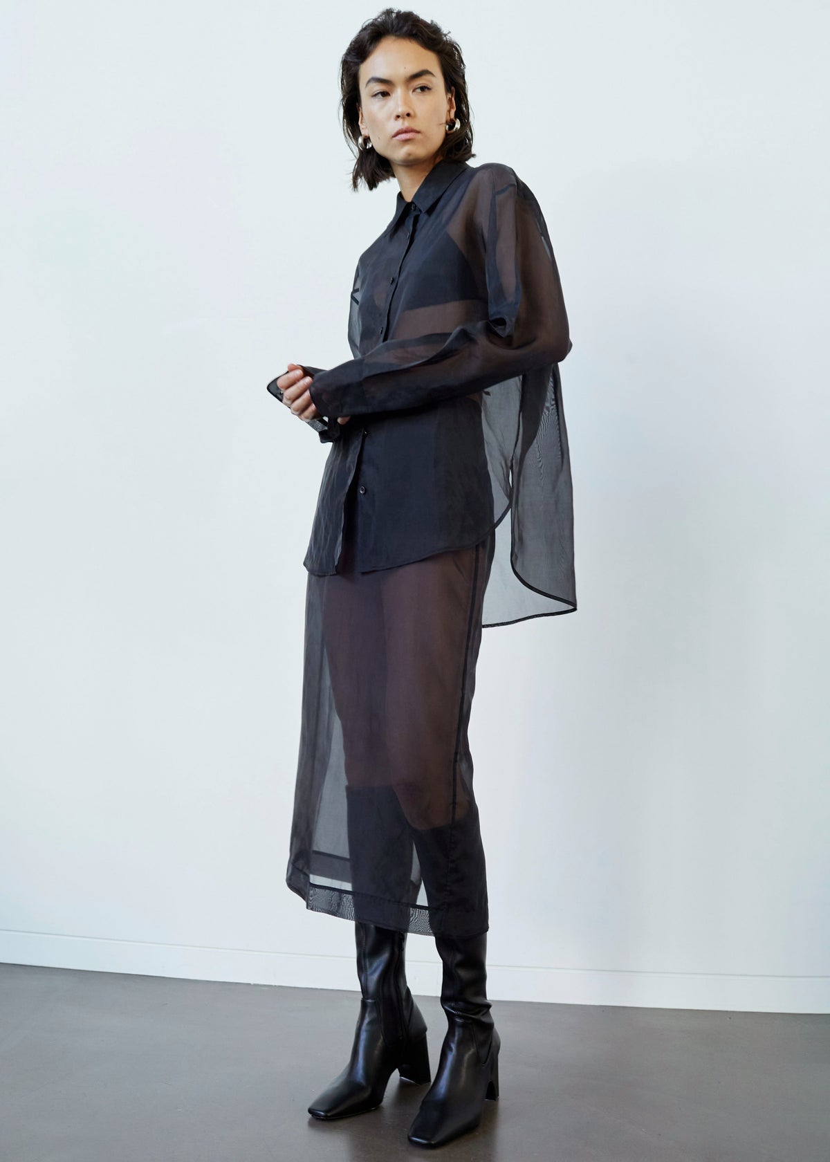 Peri Sheer Shirt - Black – view 1 of 10