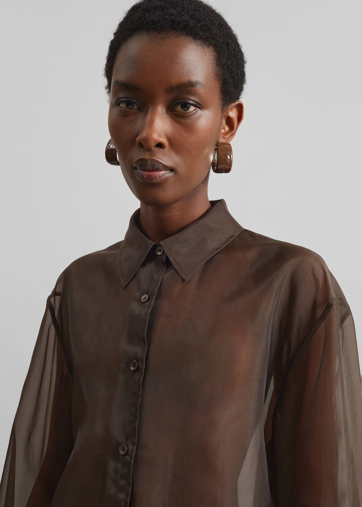 Peri Sheer Shirt - Brown – view 5 of 13
