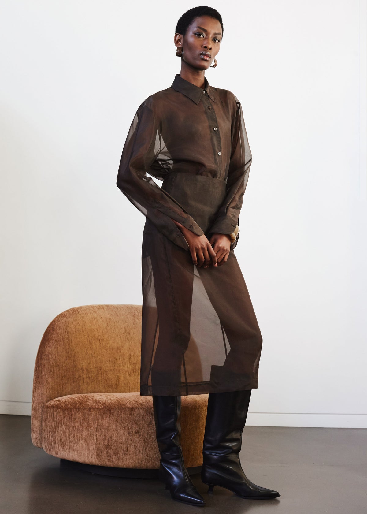 Peri Sheer Shirt - Brown – view 9 of 13
