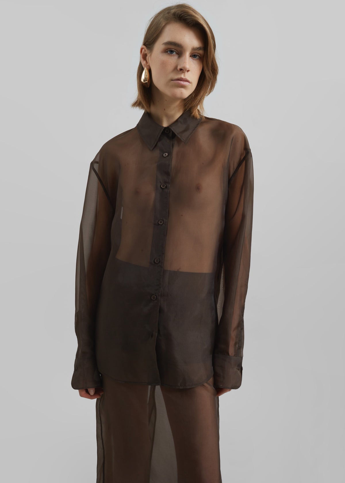 Peri Sheer Shirt - Brown – view 6 of 13