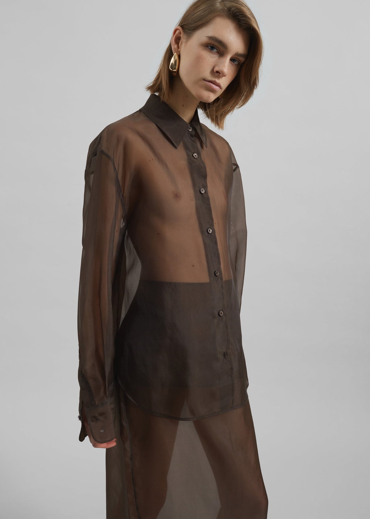 Peri Sheer Shirt - Brown – view 11 of 13