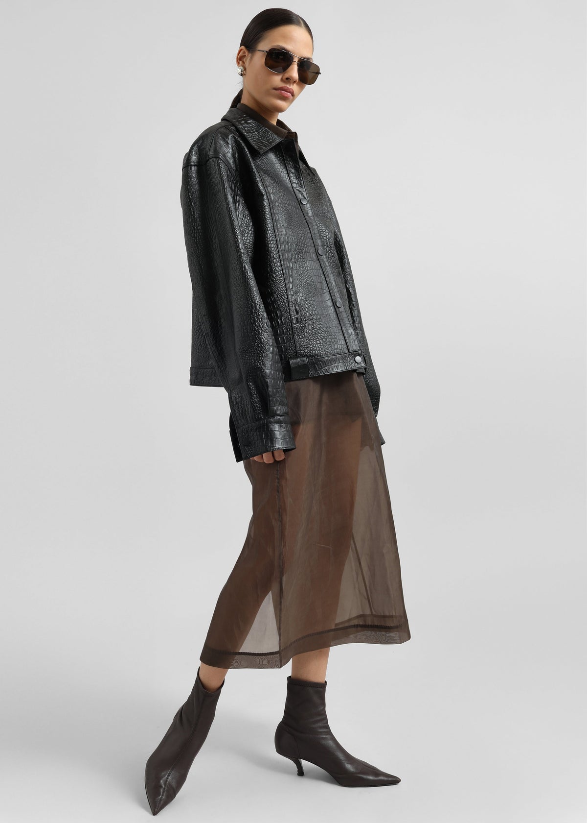 Peri Sheer Midi Skirt - Brown – view 7 of 11
