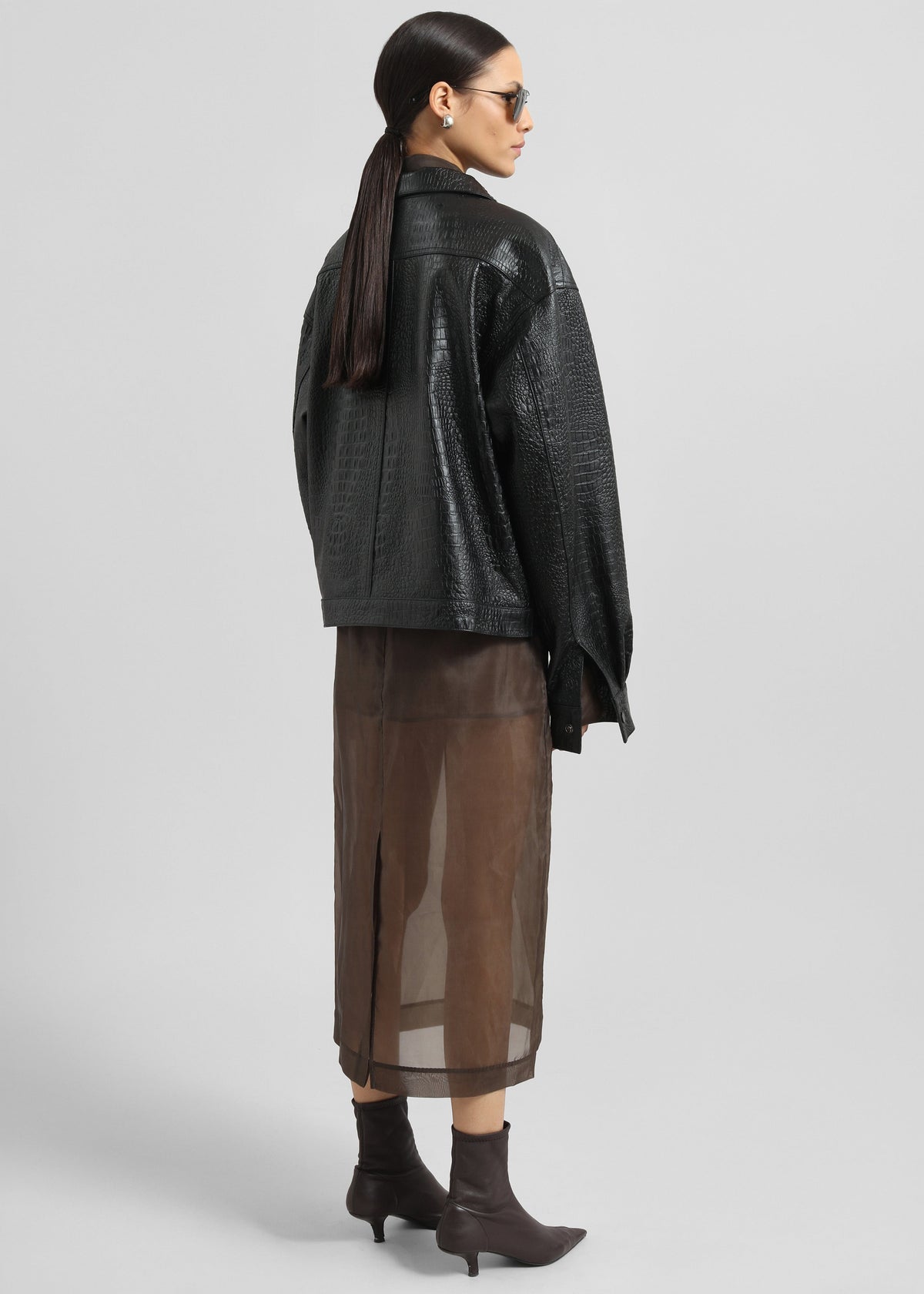 Peri Sheer Midi Skirt - Brown – view 8 of 11