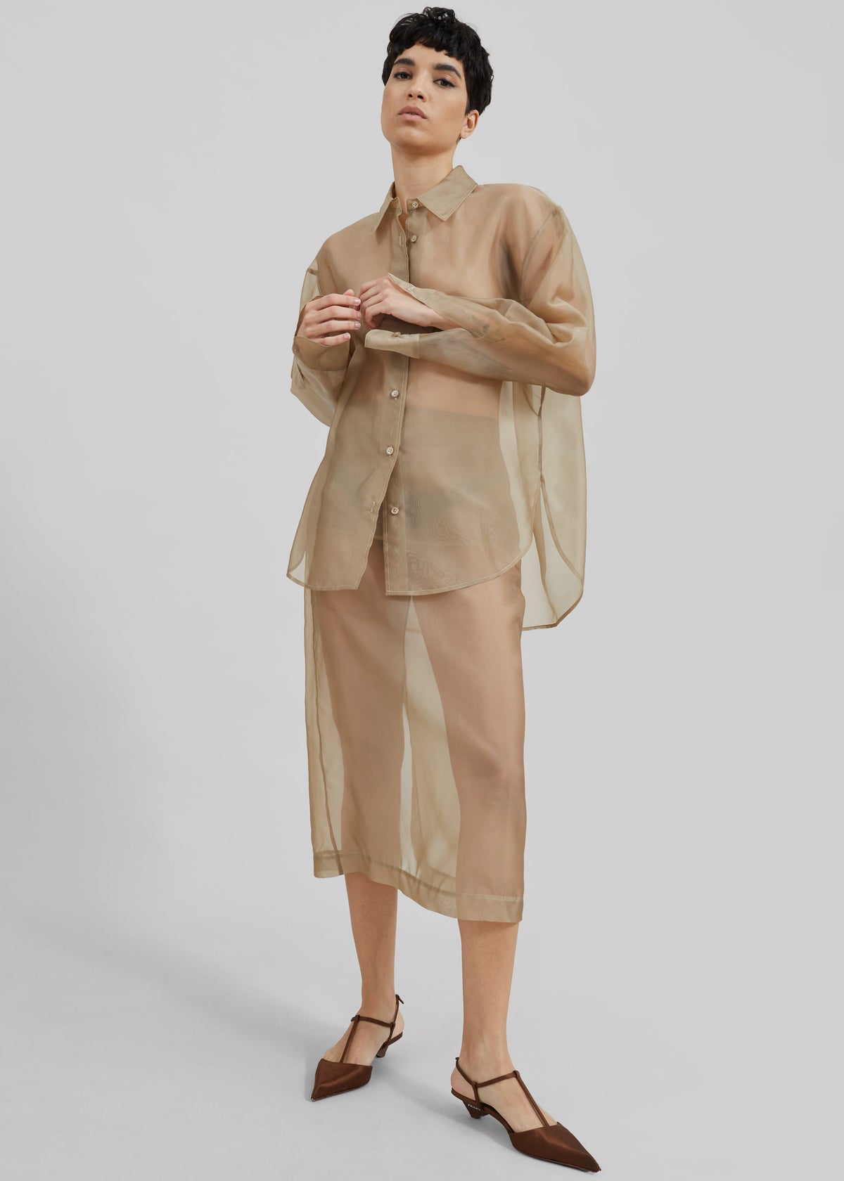 Peri Sheer Shirt - Desert Sand – view 2 of 7