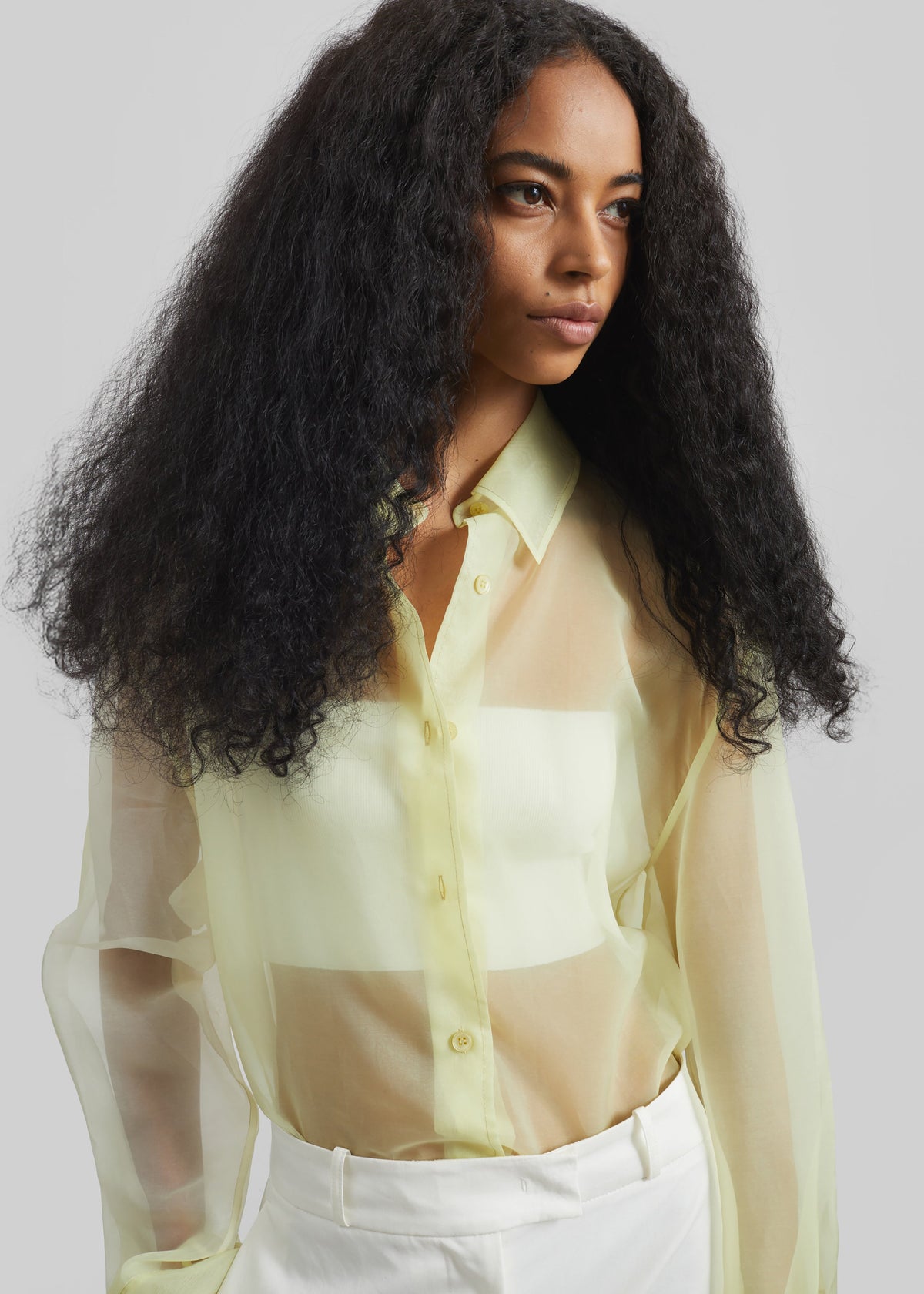 Peri Sheer Shirt - Pale Yellow – view 2 of 6