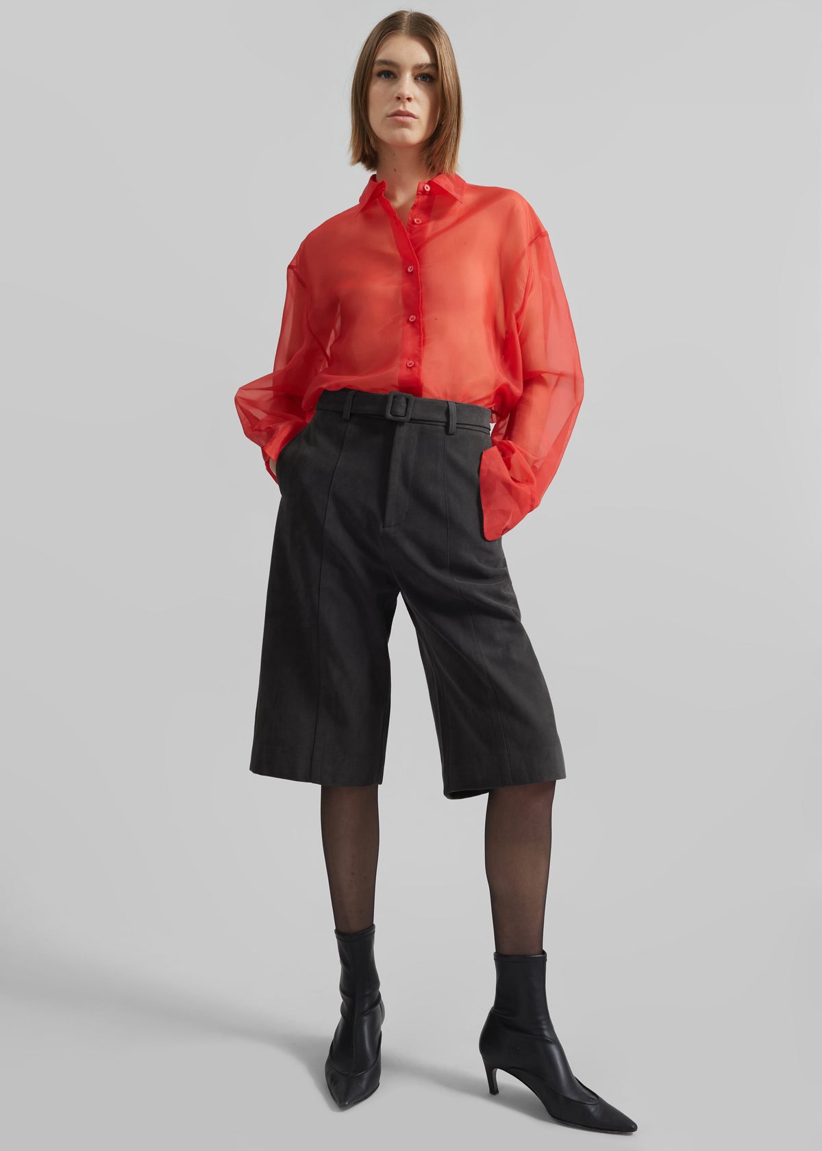 Peri Sheer Shirt - Red – view 2 of 10