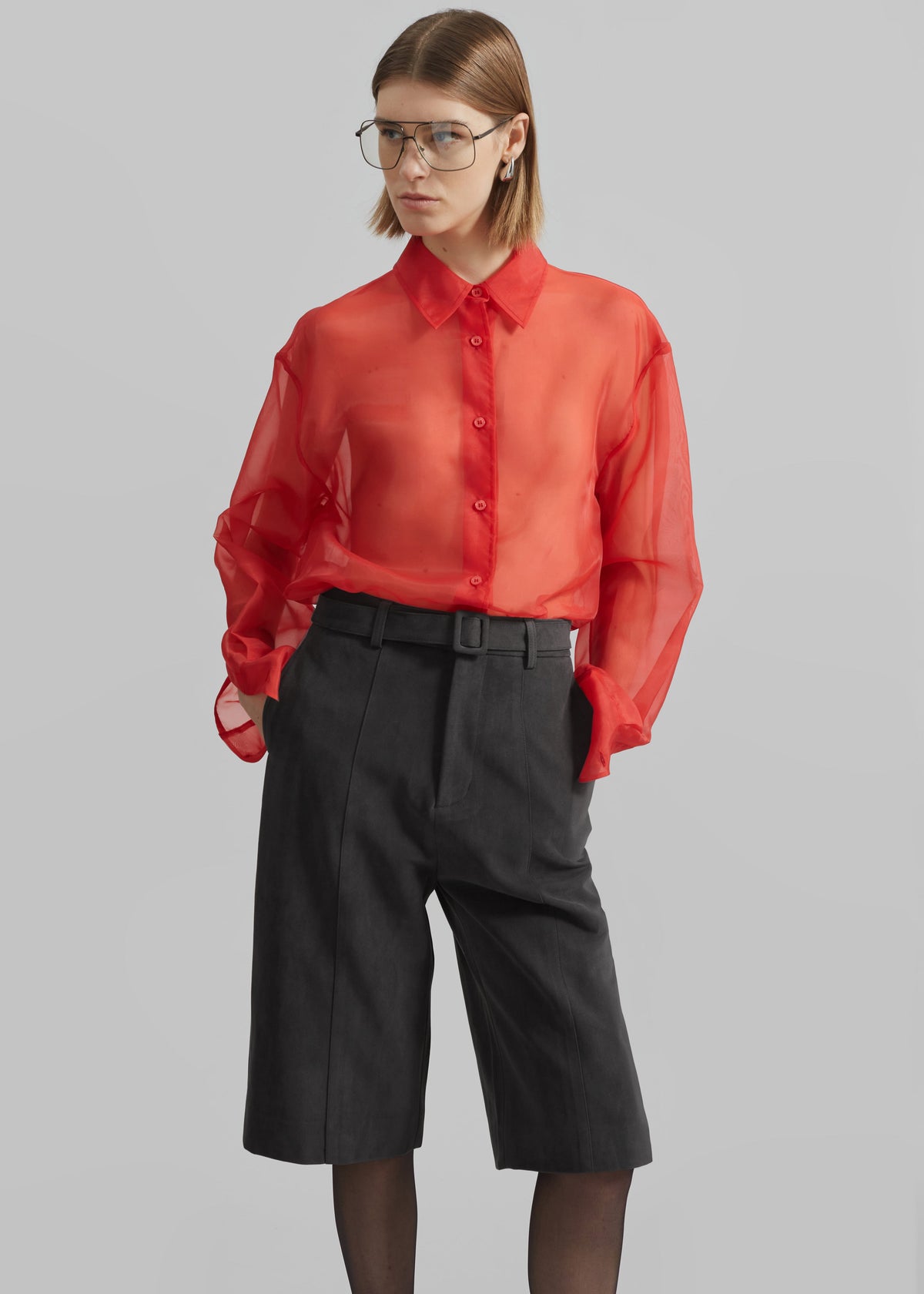 Peri Sheer Shirt - Red – view 3 of 10