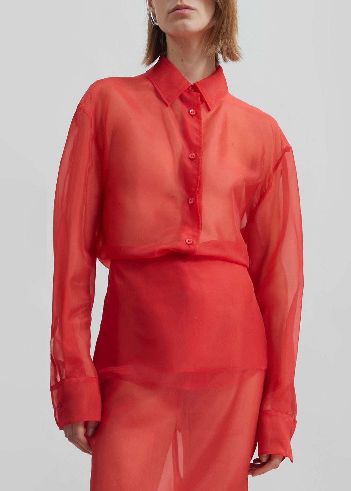 Peri Sheer Shirt - Red – view 7 of 10
