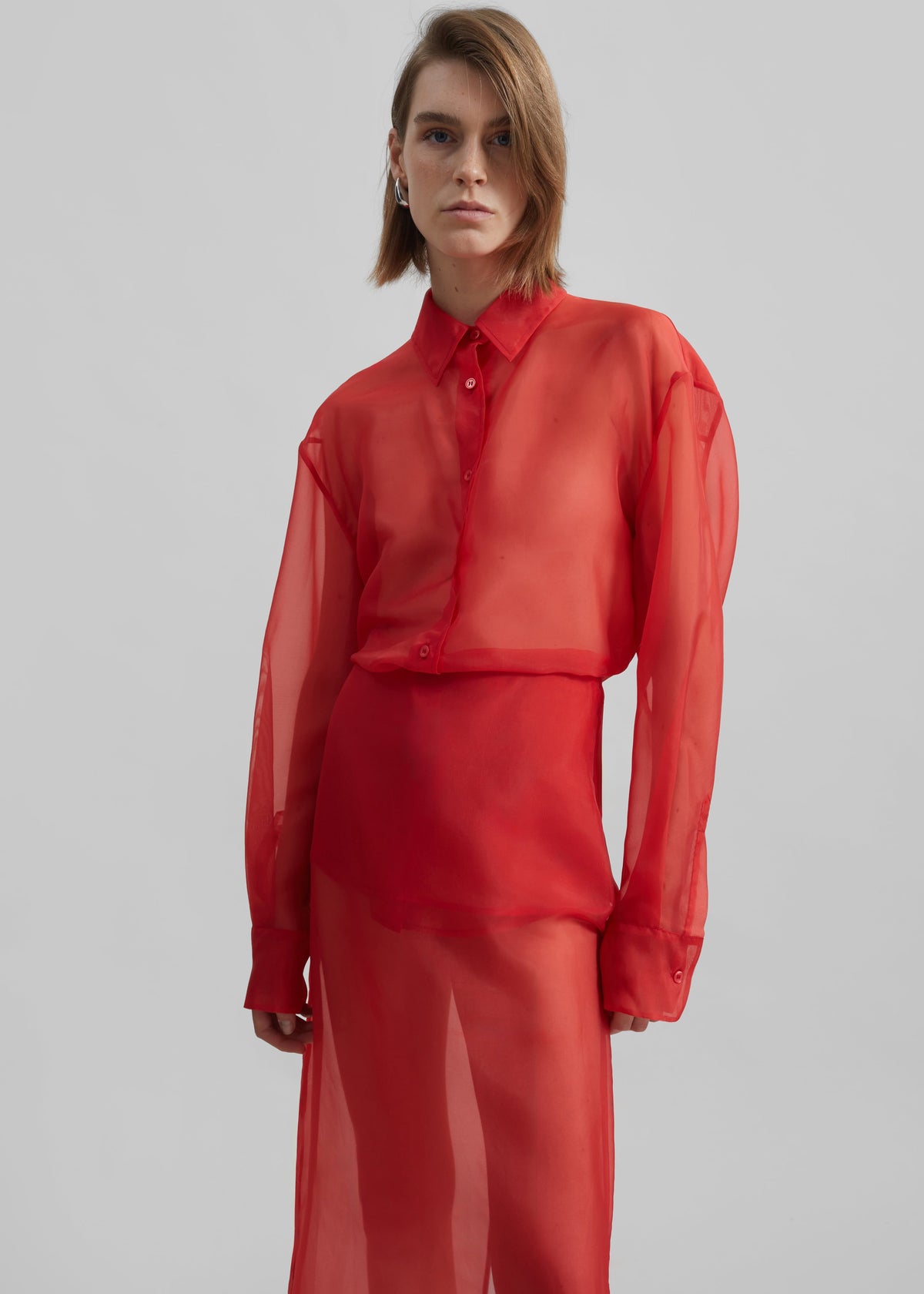 Peri Sheer Shirt - Red – view 1 of 10