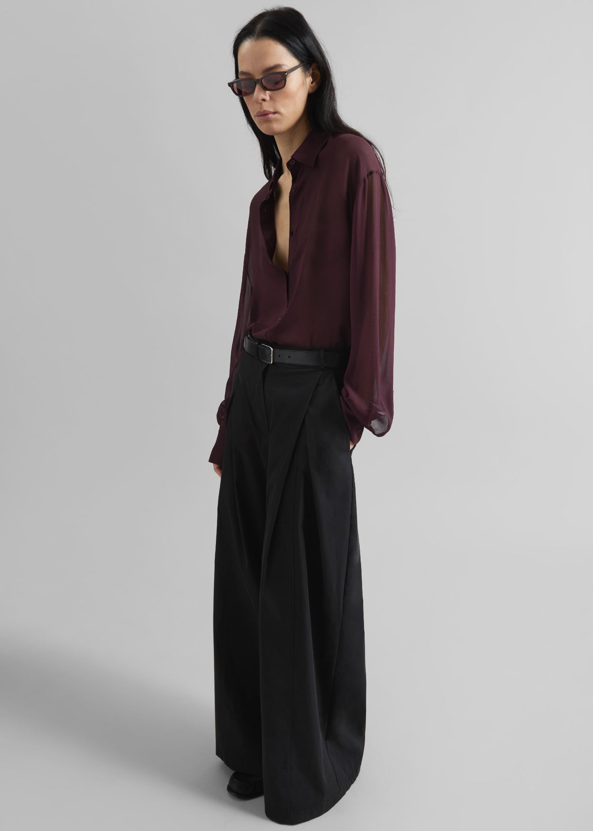 Peri Georgette Shirt - Burgundy – view 3 of 10