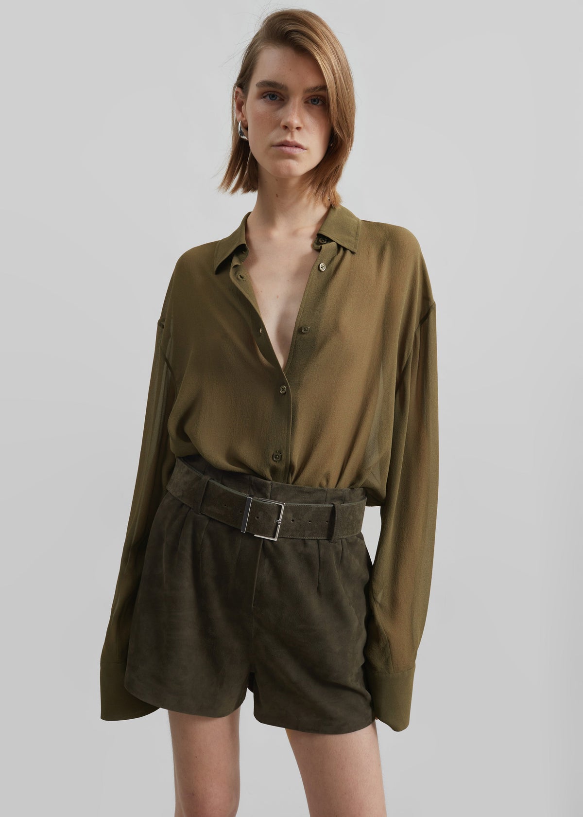 Peri Georgette Shirt - Khaki – view 3 of 8