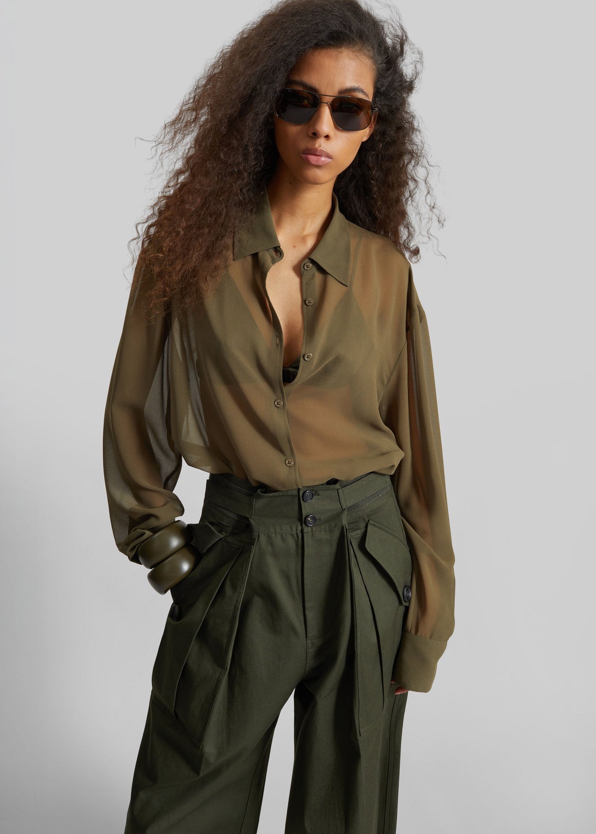 Peri Georgette Shirt - Khaki – view 1 of 8