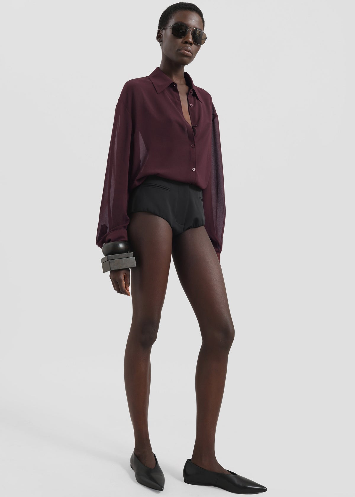 Peri Georgette Shirt - Burgundy – view 4 of 10