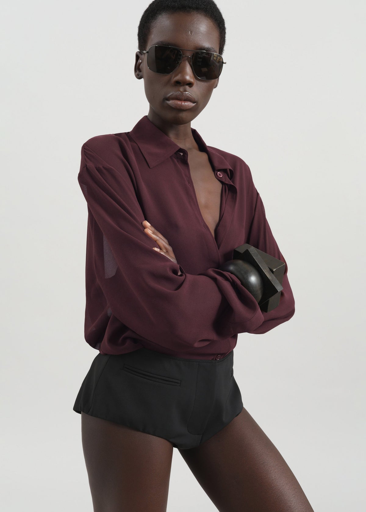 Peri Georgette Shirt - Burgundy – view 8 of 10