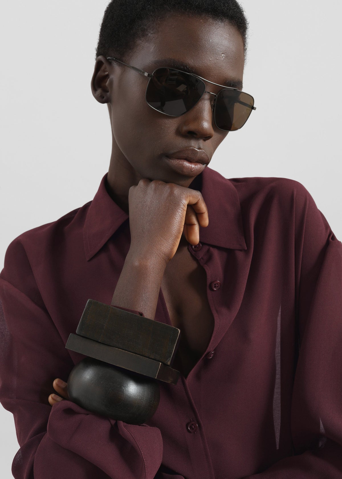 Peri Georgette Shirt - Burgundy – view 1 of 10