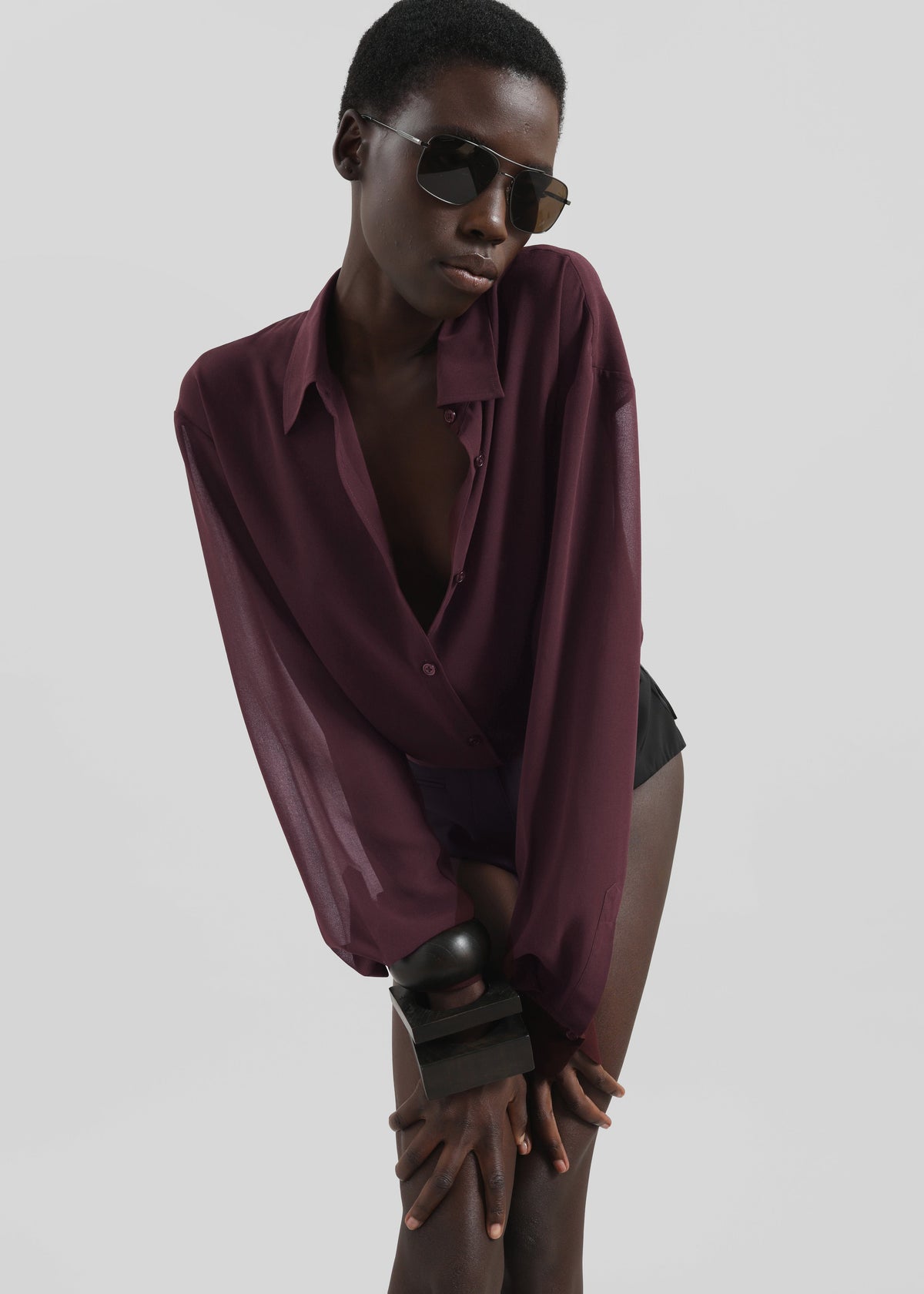 Peri Georgette Shirt - Burgundy – view 2 of 10