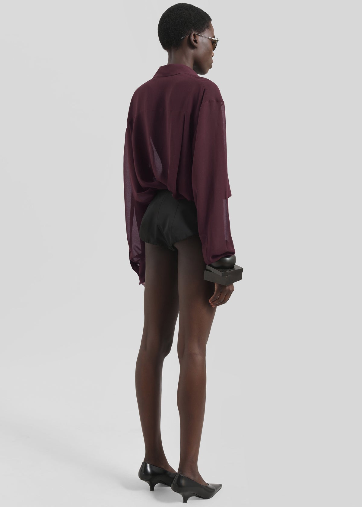 Peri Georgette Shirt - Burgundy – view 9 of 10