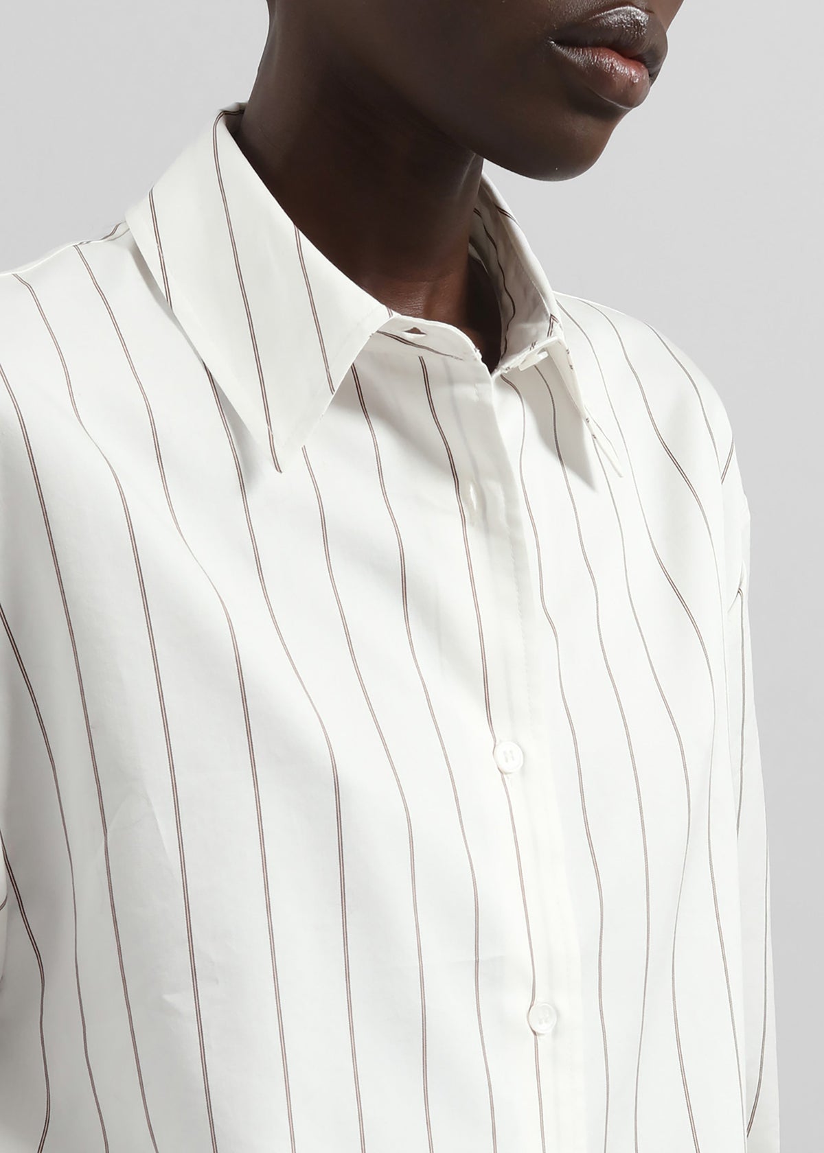 Peri Striped Cotton Shirt - White/Brown Stripe – view 7 of 11