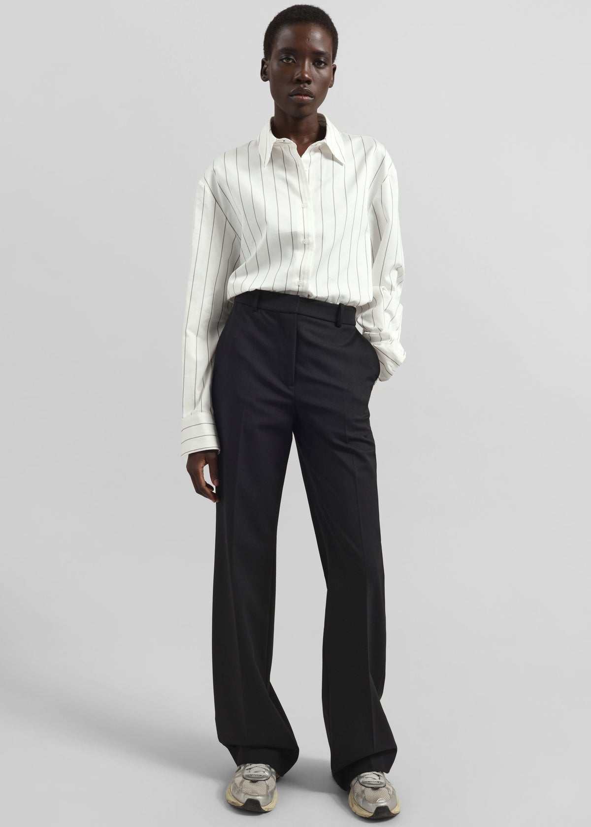 Peri Striped Cotton Shirt - White/Brown Stripe – view 6 of 11